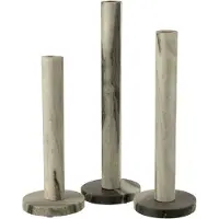 J-Line kaarshouder Marmer - steen - zwart/grijs - set van 3