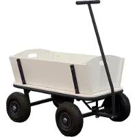 Sunny Billy Beach Wagon / Bolderkar van blank hout | Bolderwagen met luchtbanden in antraciet | 94 x 61 x 97 cm