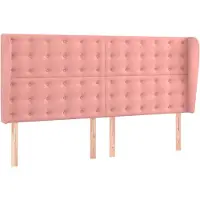 vidaXL Hoofdbord met randen 183x23x118/128 cm fluweel roze