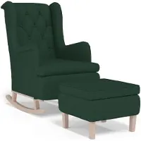 vidaXL Fauteuil met schommelpoten en voetenbank stof donkergroen
