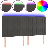 vidaXL Hoofdbord LED 160x5x118/128 cm fluweel donkergrijs