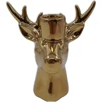 House Vitamin Candle holder reindeer ceramic gold 11x6x11cm