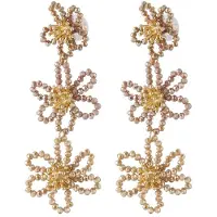 Yehwang Flower party statement oorbellen - oranje/paars