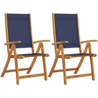 vidaXL Opklapbare stoelen, 2 stuks, van massief acaciahout en textilene.