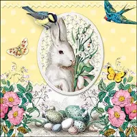 Ambiente Lunch Servetten White Rabbit Yellow - - 33x33 cm
