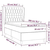 vidaXL Boxspring met matras stof blauw 90x200 cm