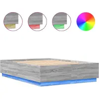 vidaXL Bedframe met LED-verlichting, grijs Sonoma, 140x200 cm, houtvezel
