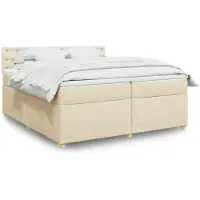 vidaXL Boxspring met matras stof crèmekleurig 200x200 cm