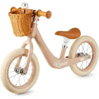 Kinderkraft RAPID 2 Loopfiets – Lichtgewicht Magnesium Frame – Retro Design met Mandje & Bel – Verstelbaar Zadel – Vanaf 2 Jaar – Roze