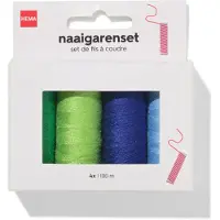 HEMA Naaigarenset 100m licht- en donkerblauw licht- en donkergroen - 4 stuks (blauw)