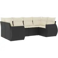 vidaXL 6-delige Loungeset met kussens poly rattan zwart