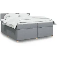 vidaXL Boxspring met matras stof lichtgrijs 200x200 cm