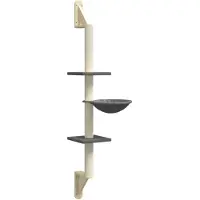 vidaXL Kattenmeubel wandgemonteerd met krabpaal 142,5 cm donkergrijs
