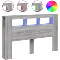 vidaXL Hoofdeinde met LED 160x18,5x103,5 cm bewerkt hout grijs sonoma