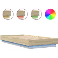 vidaXL Bedframe met LED-verlichting, Sonoma-eikenhout, 100x200 cm