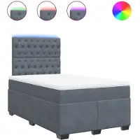 vidaXL Boxspringbed met matras, donkergrijs, 120x200 cm, fluweel