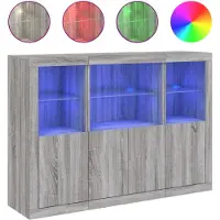 vidaXL Dressoirs met LED-verlichting 3 st bewerkt hout grijs sonoma