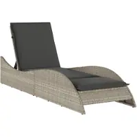 vidaXL Ligbed met kussen 60x205x73 cm poly rattan lichtgrijs