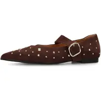 Manfield Ballerina met riempjes wijnrood