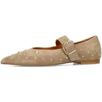 Manfield Ballerina met riempjes beige