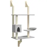 vidaXL Kattenmeubel wandgemonteerd met krabpaal 153 cm lichtgrijs