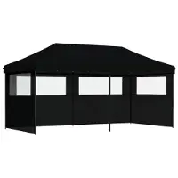 vidaXL Partytent, inklapbaar, pop-up model, met 3 zijpanelen, zwart