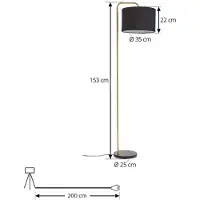 LINDBY Vloerlampe , Hillary, Zwart, Woonkamer, Stof, Modern