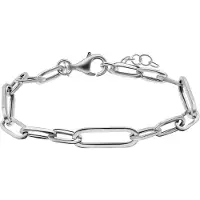 Lucardi Dames Zilveren paperclip armband - Armband - 925 Zilver - Zilver - 21 cm