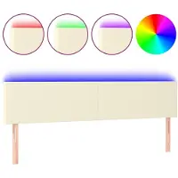 vidaXL Hoofdbord LED 160x5x78/88 cm kunstleer crèmekleurig