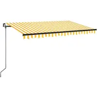 vidaXL Luifel handmatig uittrekbaar met LED 400x350 cm geel en wit