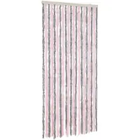 vidaXL Vliegengordijn 100x200 cm chenille zilvergrijs en roze