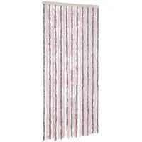 vidaXL Vliegengordijn 100x230 cm chenille zilvergrijs en roze
