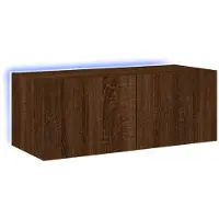 DKD Home Decor Tv-wandmeubel met LED-verlichting 80x35x31 cm bruin eikenkleur