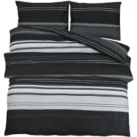 vidaXL 2 st 225 x 220 cm + 50 x 75 cm 100% Cotton Black Stripes