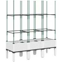 vidaXL Plantenbak met latwerk 120x40x142,5 cm polypropeen wit