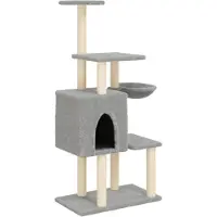 vidaXL Kattenmeubel met sisal krabpalen 131 cm lichtgrijs