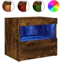 vidaXL Nachtkastje met LED-verlichting 50x40x45 cm gerookt eikenkleur