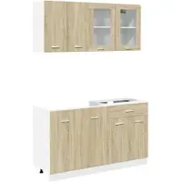 vidaXL 4-delige Keukenkastenset Lyon bewerkt hout sonoma eikenkleurig