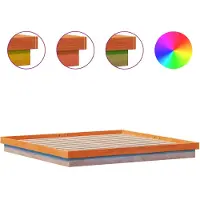 vidaXL massief houten bed met LED-verlichting, donkerbruin, 200x200 cm, van grenenhout