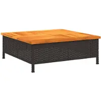 vidaXL Tuintafel, zwart, 70x70x25 cm, riet en acaciahout