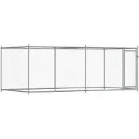 vidaXL Hondenhok met deur 4x2x1,5 m gegalvaniseerd staal grijs