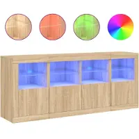 vidaXL Dressoir met LED-verlichting 163x37x67 cm sonoma eikenkleurig
