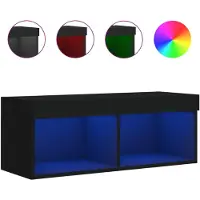 DKD Home Decor Tv-meubel met LED-verlichting 80x30x30 cm zwart
