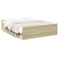 vidaXL Bedframe met lades bewerkt hout sonoma eikenkleurig 120x200 cm