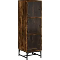 vidaXL Hoge kast met glazen deuren 35x37x120 cm gerookt eikenkleurig