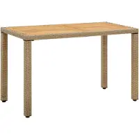 vidaXL Tuintafel 123x60x74 cm poly rattan en massief acaciahout beige