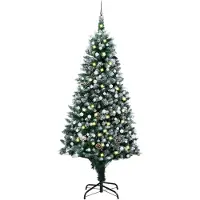 vidaXL Kunstkerstboom met LED en kerstballen en dennenappels 240 cm