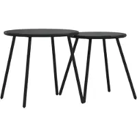 vidaXL Tuintafelset, 2 stuks, rond, zwart, gepoedercoat staal