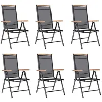 vidaXL Klapstoelen, 6 stuks, Textilene, zwart