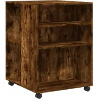 vidaXL Bijzettafel met wieltjes 55x60x78 cm hout gerookt eikenkleurig